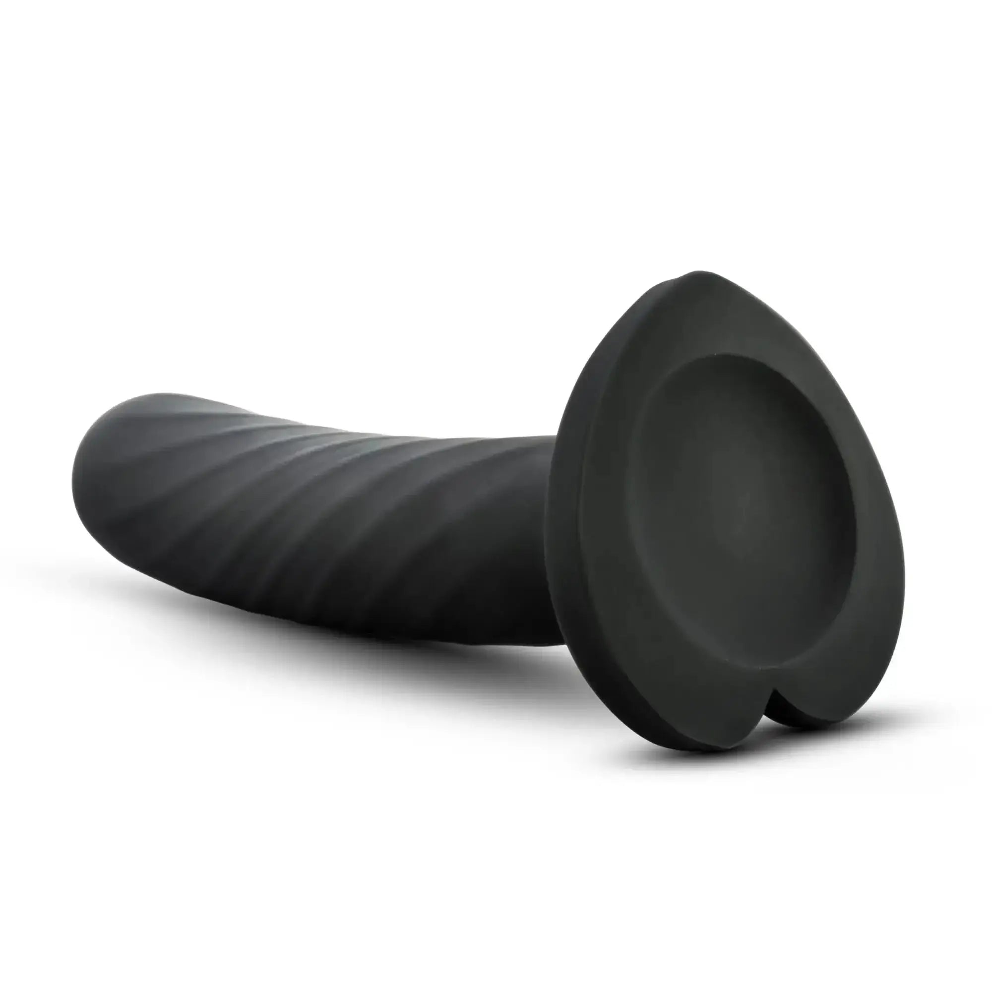 Temptasia temptasia twist large black silicone anal plug with textured ribbed shaft and smooth rounded base