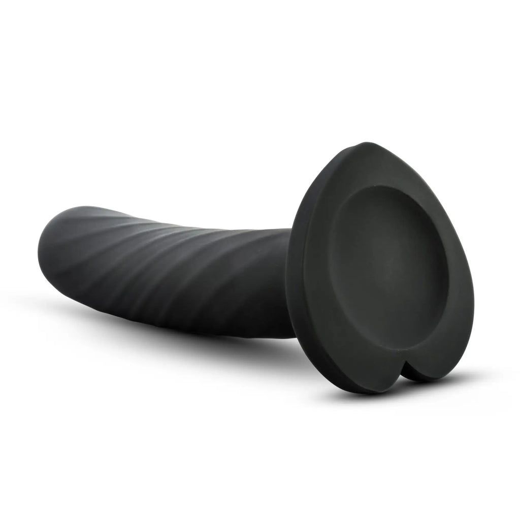 Temptasia temptasia twist large black silicone anal plug with textured ribbed shaft and smooth rounded base
