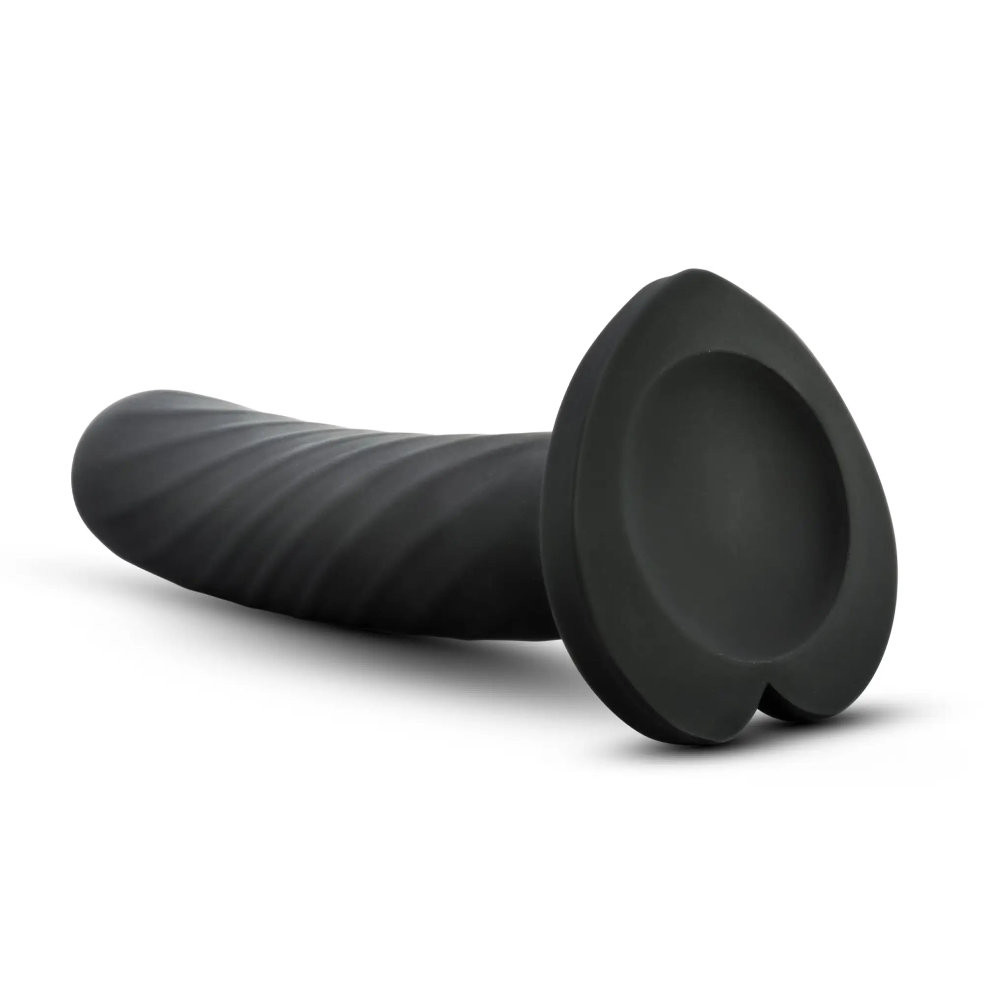 Temptasia temptasia twist large black silicone anal plug with textured ribbed shaft and smooth rounded base
