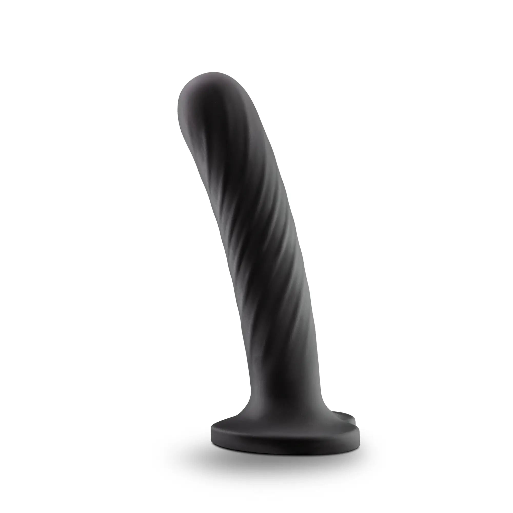 Black silicone anal plug temptasia temptasia twist large with twisted spiral design and flat base for secure use