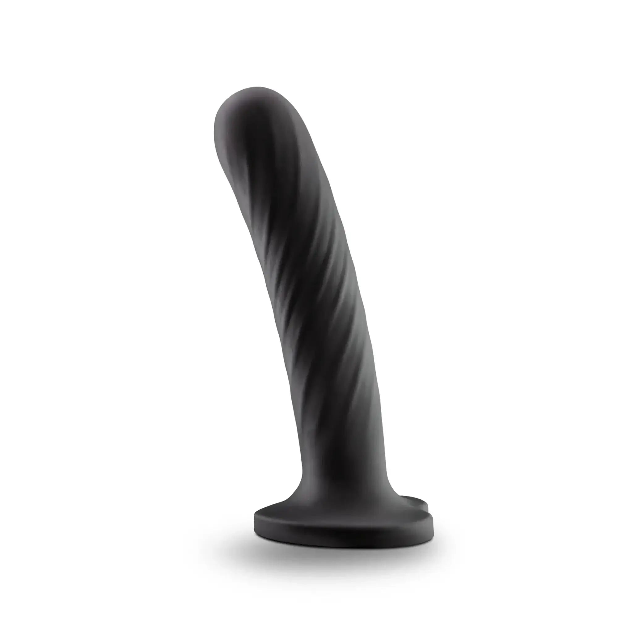 Black silicone anal plug temptasia temptasia twist large with twisted spiral design and flat base for secure use