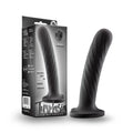 Black silicone dildo with twisted textured design labeled temptazia twist large by Look for intimate use