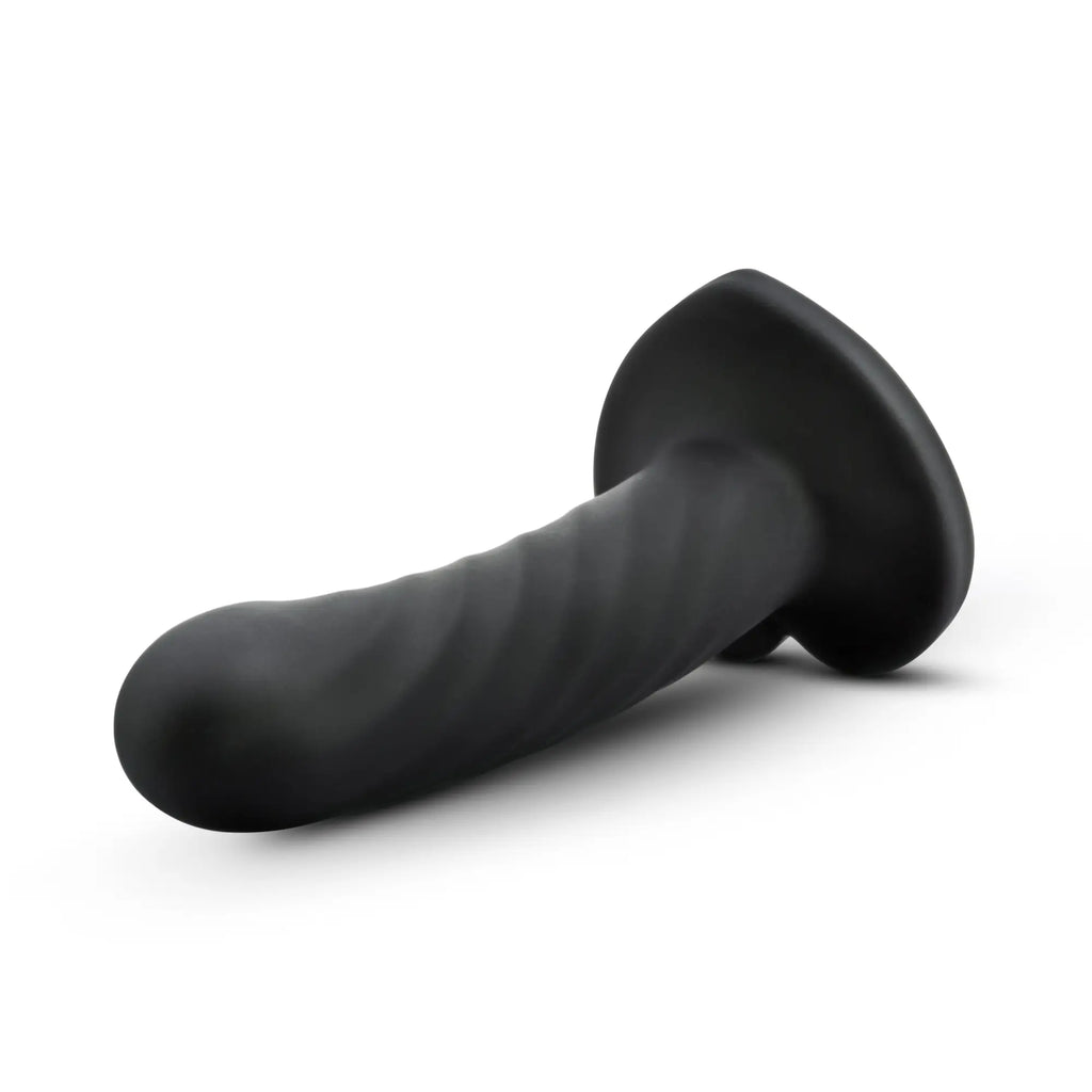 Temptasia Temptasia twist medium black silicone anal plug with textured ribbed shaft and smooth rounded head