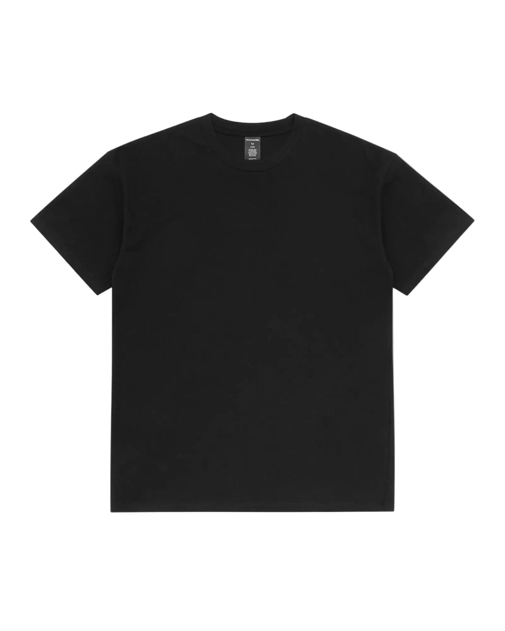 A solid black, short-sleeve crewneck Core Tee on a white background with a small brand tag inside the collar.