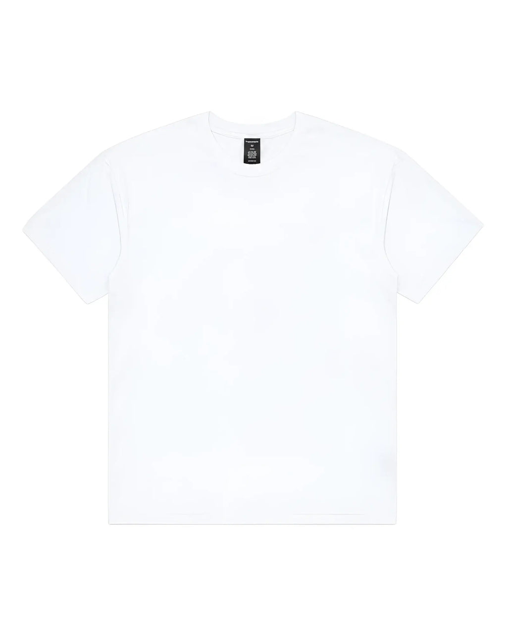 A crisp, white short-sleeve crewneck Core Tee on a plain background, featuring a black inner collar tag.