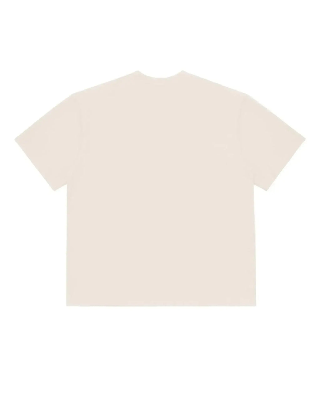 Back view of a solid cream-colored short-sleeve premium tee with a simple, relaxed fit.