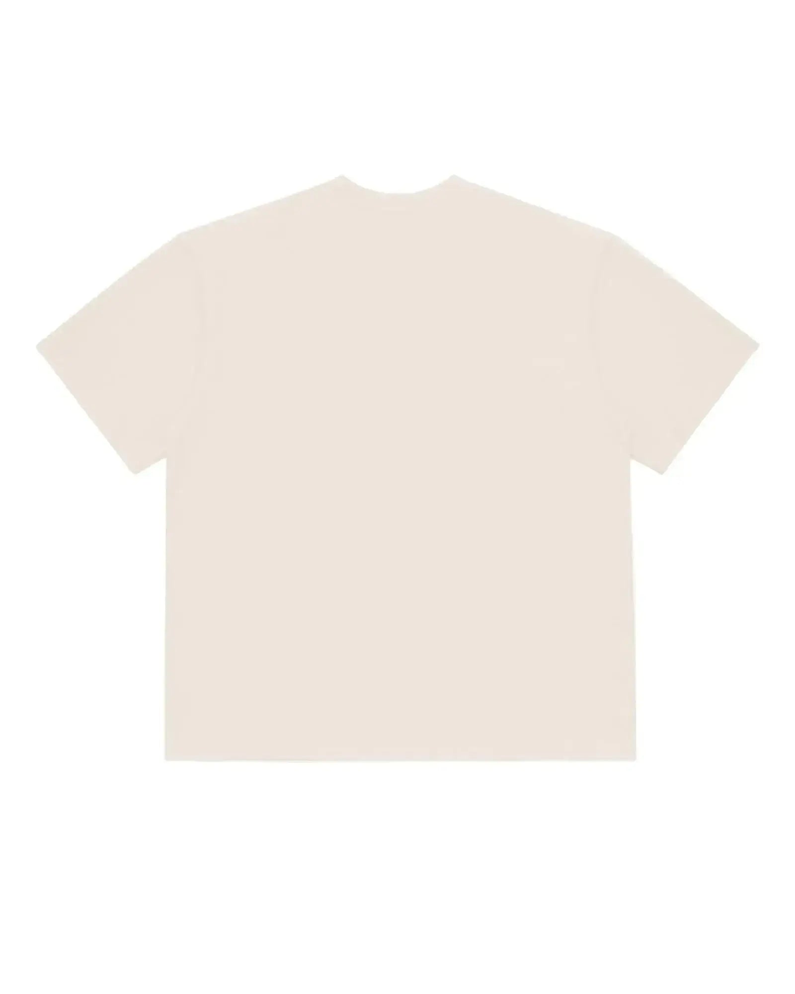 Back view of a solid cream-colored short-sleeve premium tee with a simple, relaxed fit.