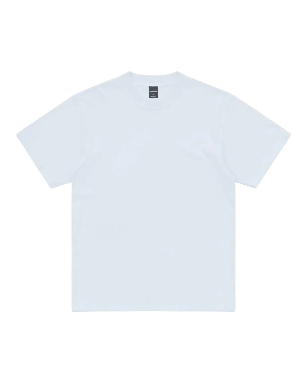 A classic white short-sleeve crewneck tee with a visible interior brand tag, shown on a white background.