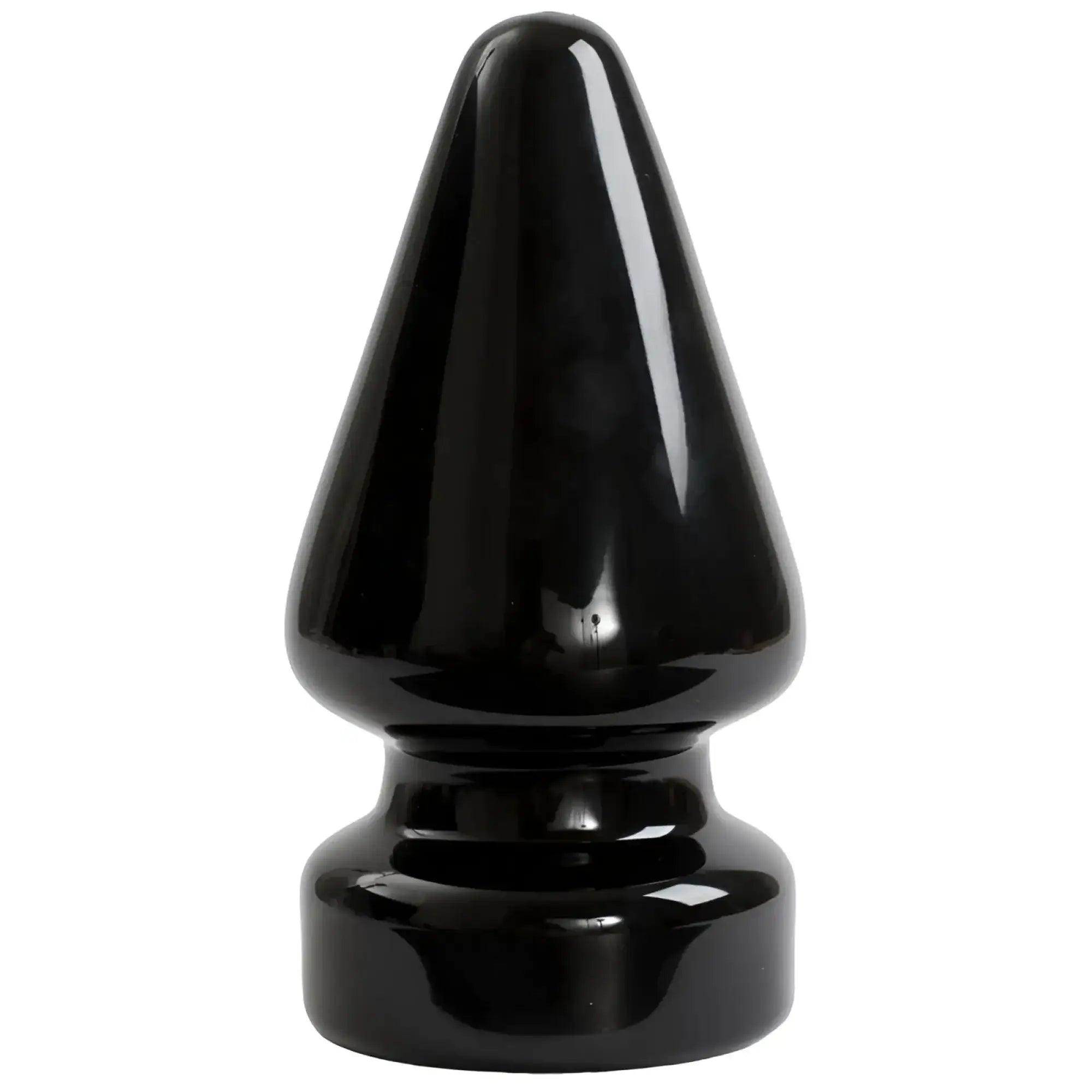 Black glossy plastic anal plug with tapered design and rounded base titanmen ass master 4.5in black