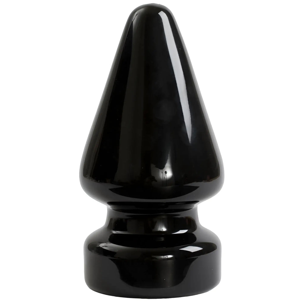 Black glossy plastic anal plug with tapered design and rounded base titanmen ass master 4.5in black