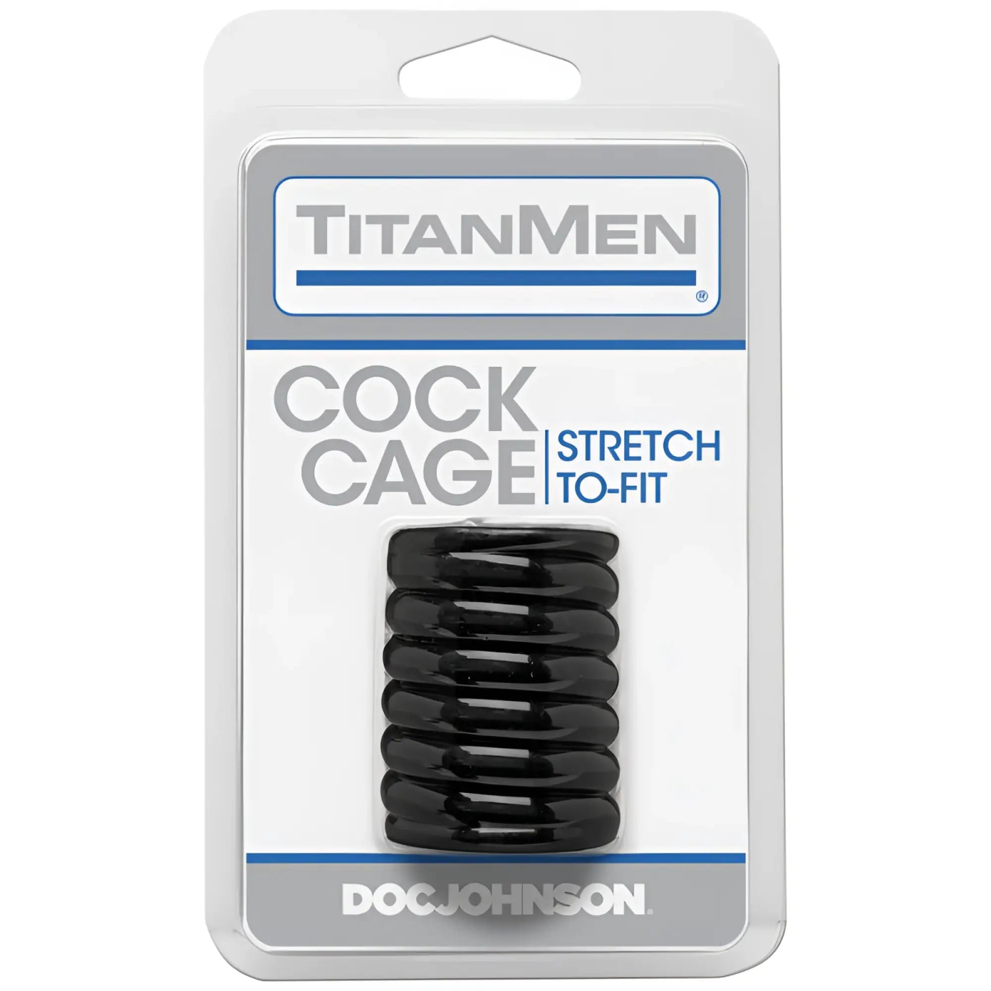 Titanmen cock cage black made of black glossy silicone with stretch-to-fit design for secure wear