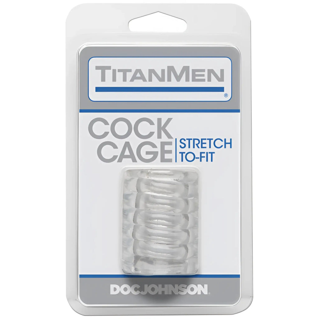 Clear transparent silicone cock cage with spiral design from titanmencock cage clear product line