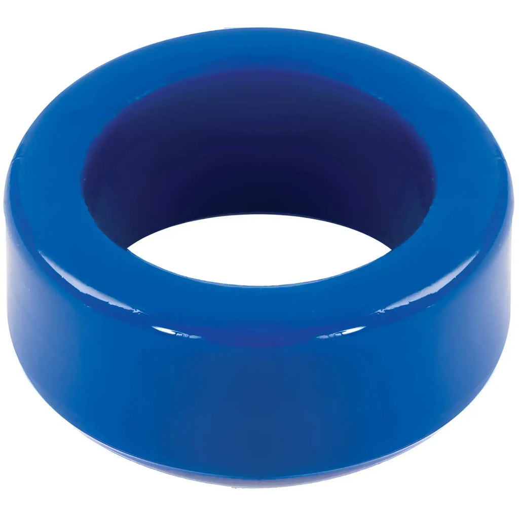 TitanMen cock ring blue made of bright blue glossy plastic with a smooth uniform surface and rounded edges