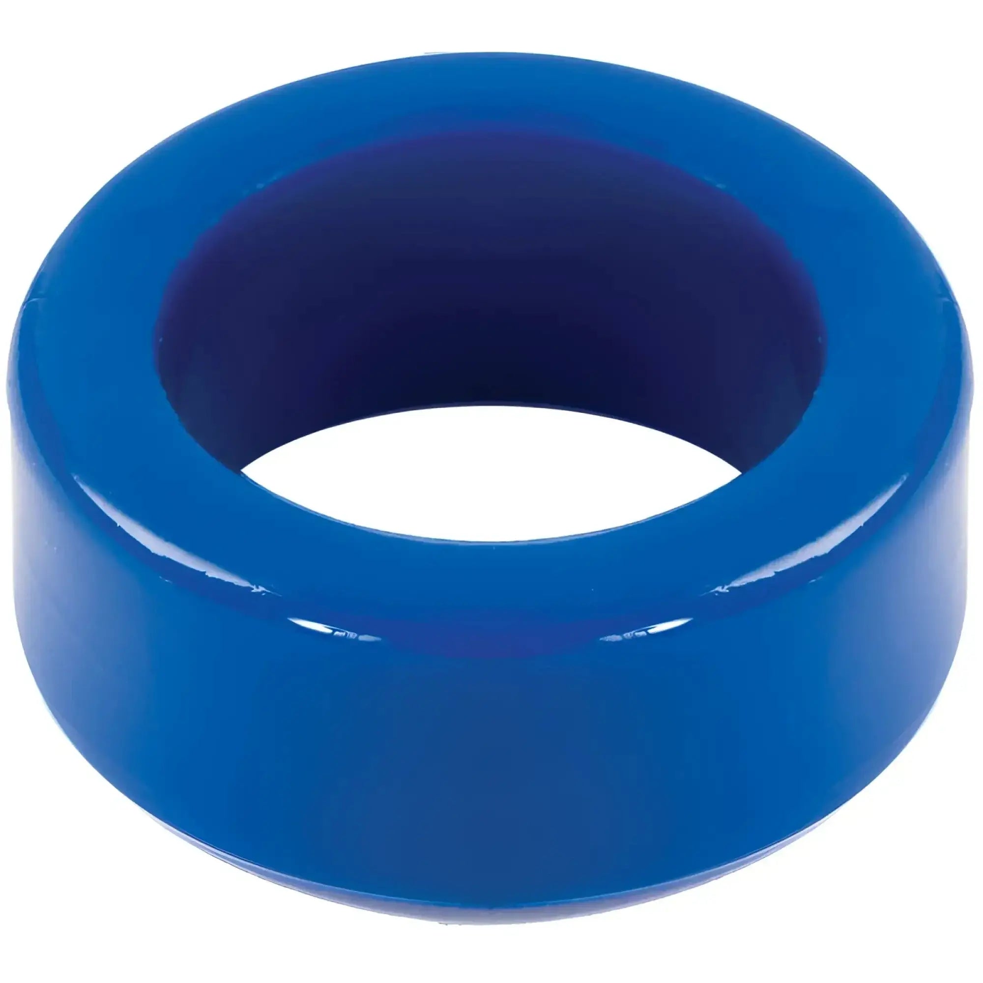 TitanMen cock ring blue made of bright blue glossy plastic with a smooth uniform surface and rounded edges