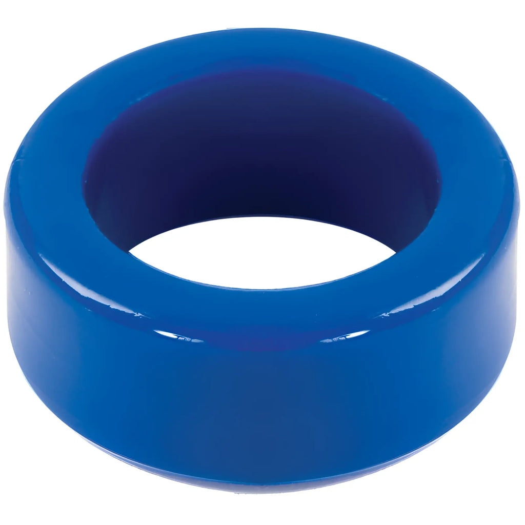 TitanMen cock ring blue made of bright blue glossy plastic with a smooth uniform surface and rounded edges