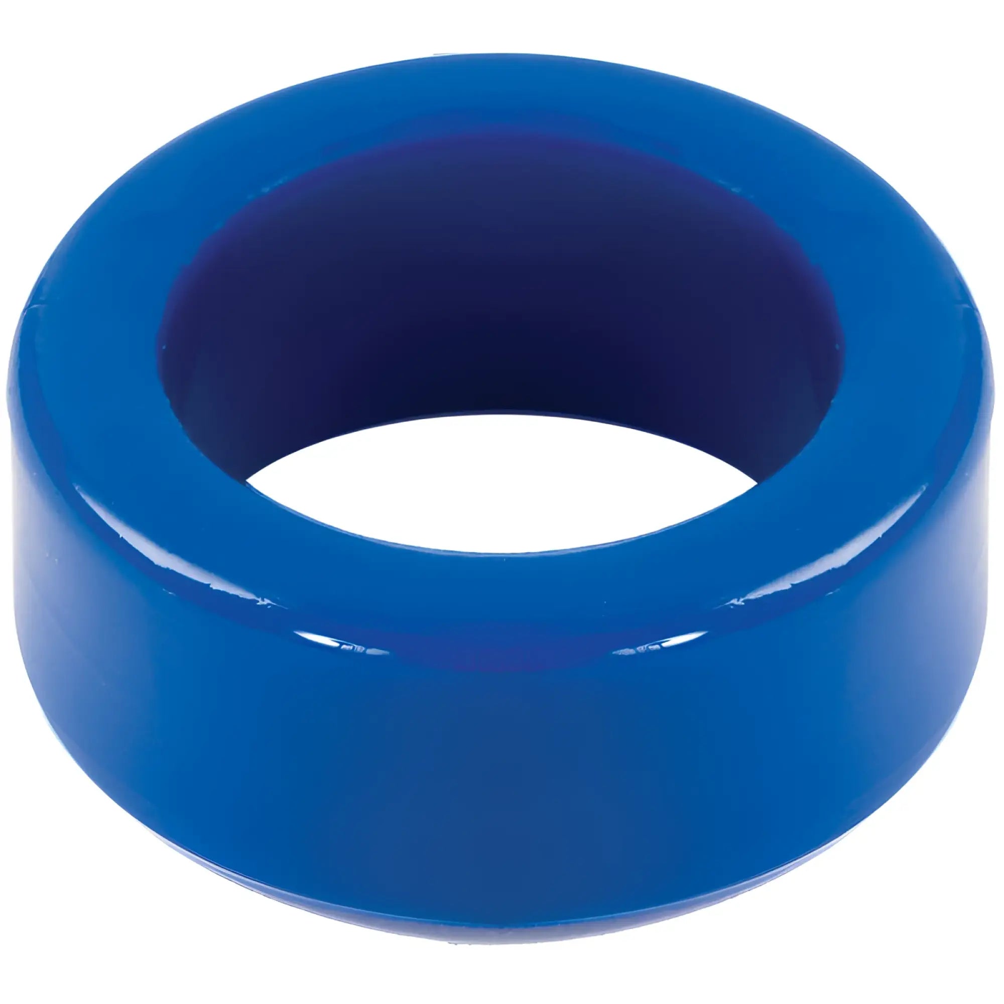 TitanMen cock ring blue made of bright blue glossy plastic with a smooth uniform surface and rounded edges