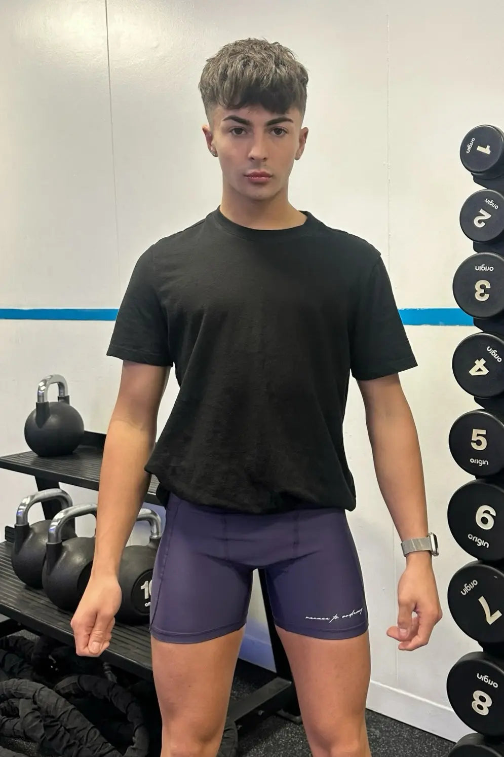 JJ Malibu Men's Lustrous Scrunch-Butt 4.5" Bike Shorts - Sugar Plum