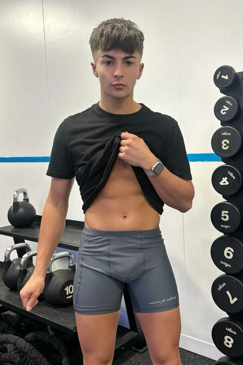 JJ Malibu Men's Lustrous Scrunch-Butt 4.5" Bike Shorts - Graphite
