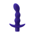 Purple silicone anal vibrator with wavy segmented design and curved base from todo todo adore product line