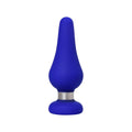 Blue silicone anal plug with silver metallic ring base from todo todo anal plug classic l series