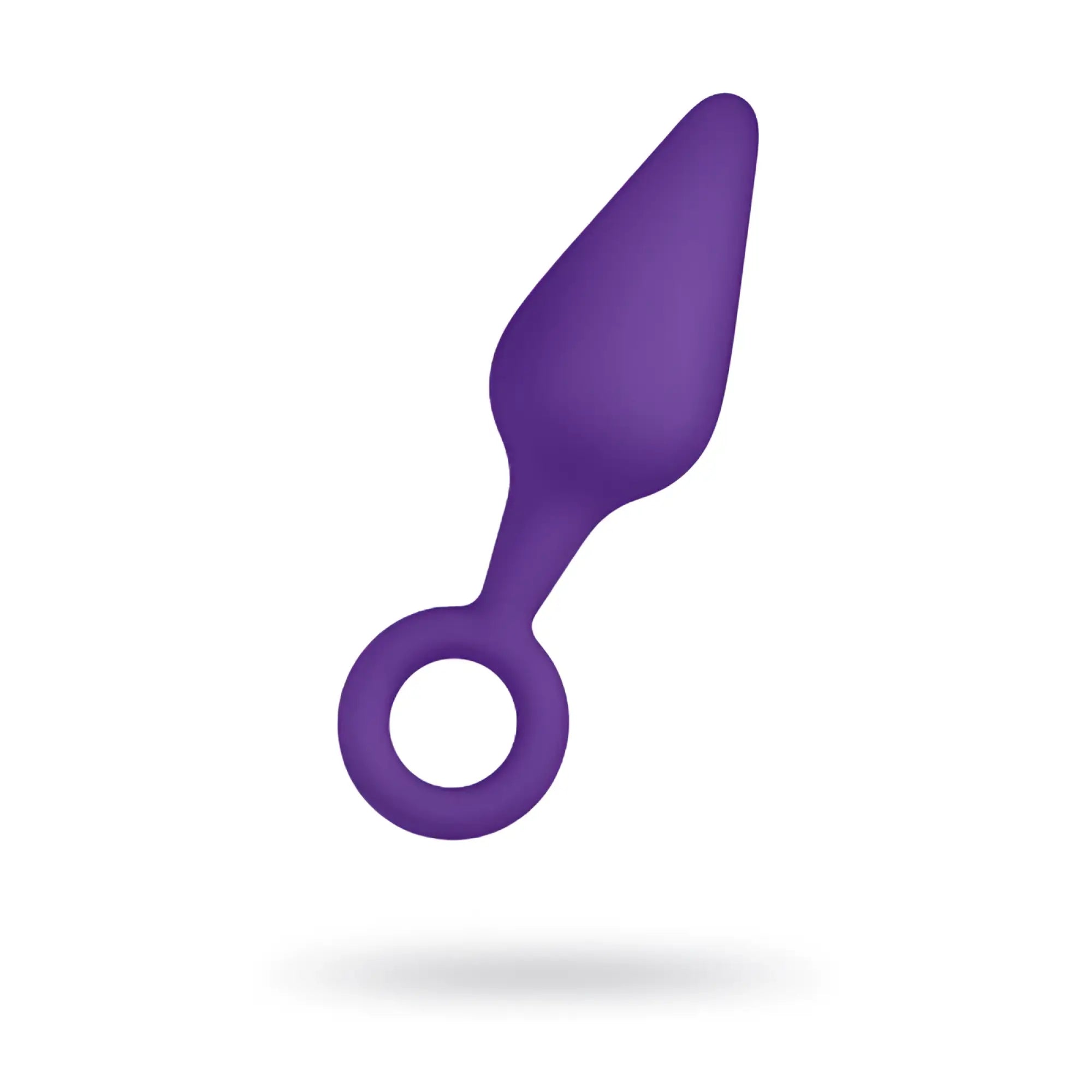 Purple silicone anal plug with smooth tapered design and circular ring base from todo todo bung anal plug s series