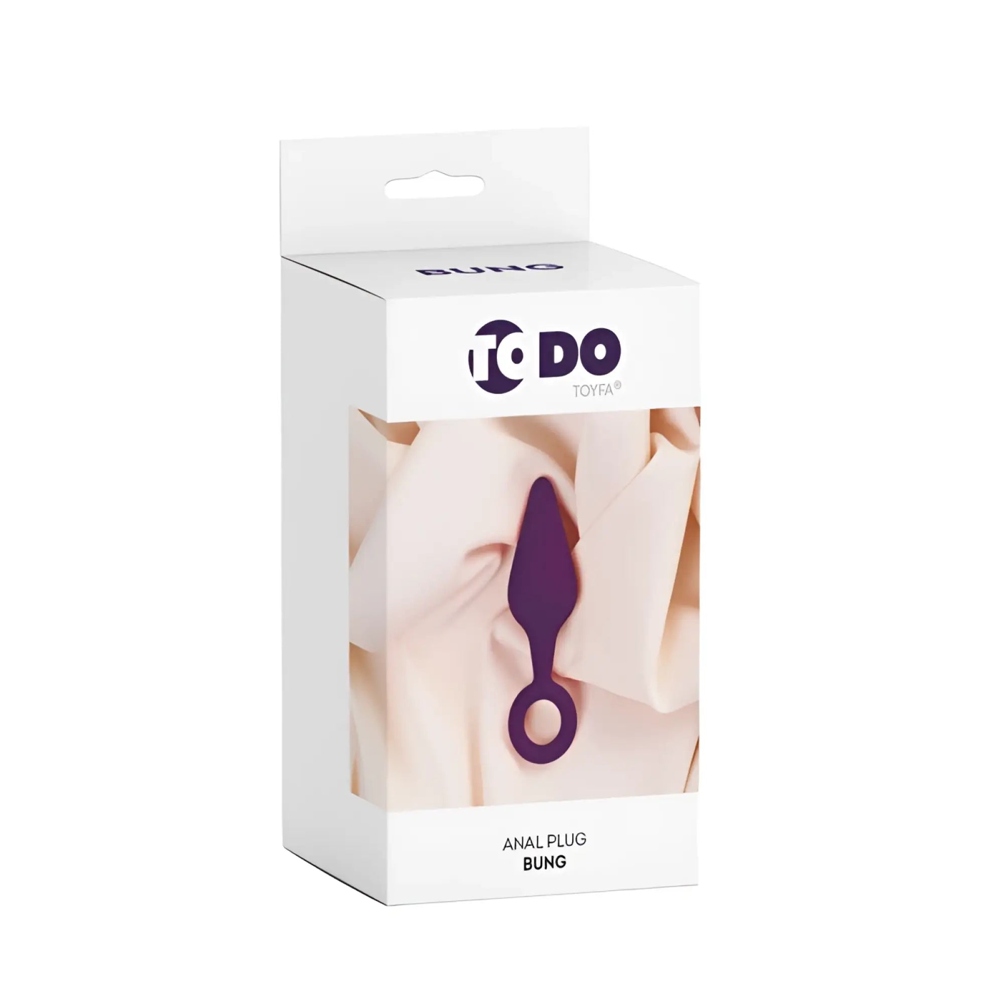 Purple silicone anal plug with ringed base branded as to do by toyfa in the todo bung anal plug s product line