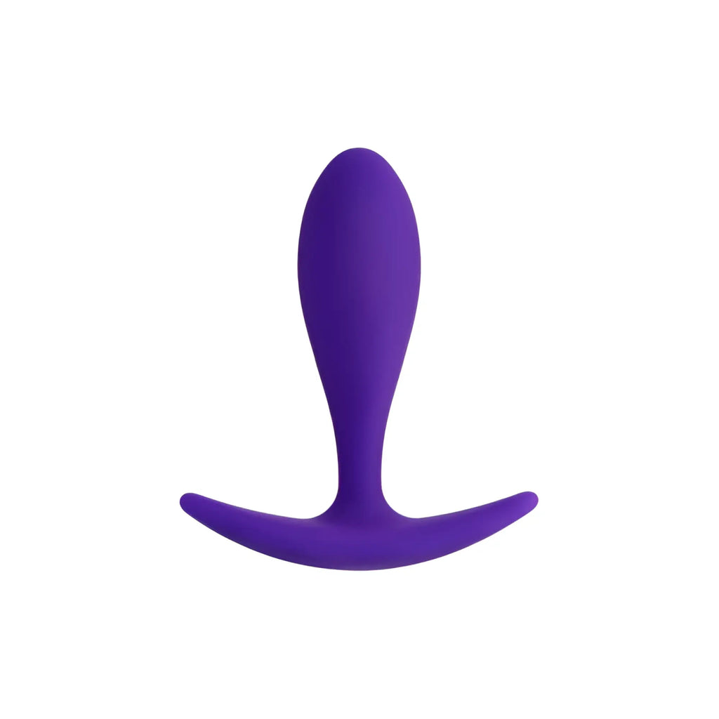 Purple silicone anal plug with curved base from todo todo hub designed for comfortable use