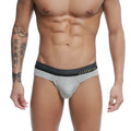 Gray heathered u-station adam briefs with black elastic waistband and gold logo U0122-020
