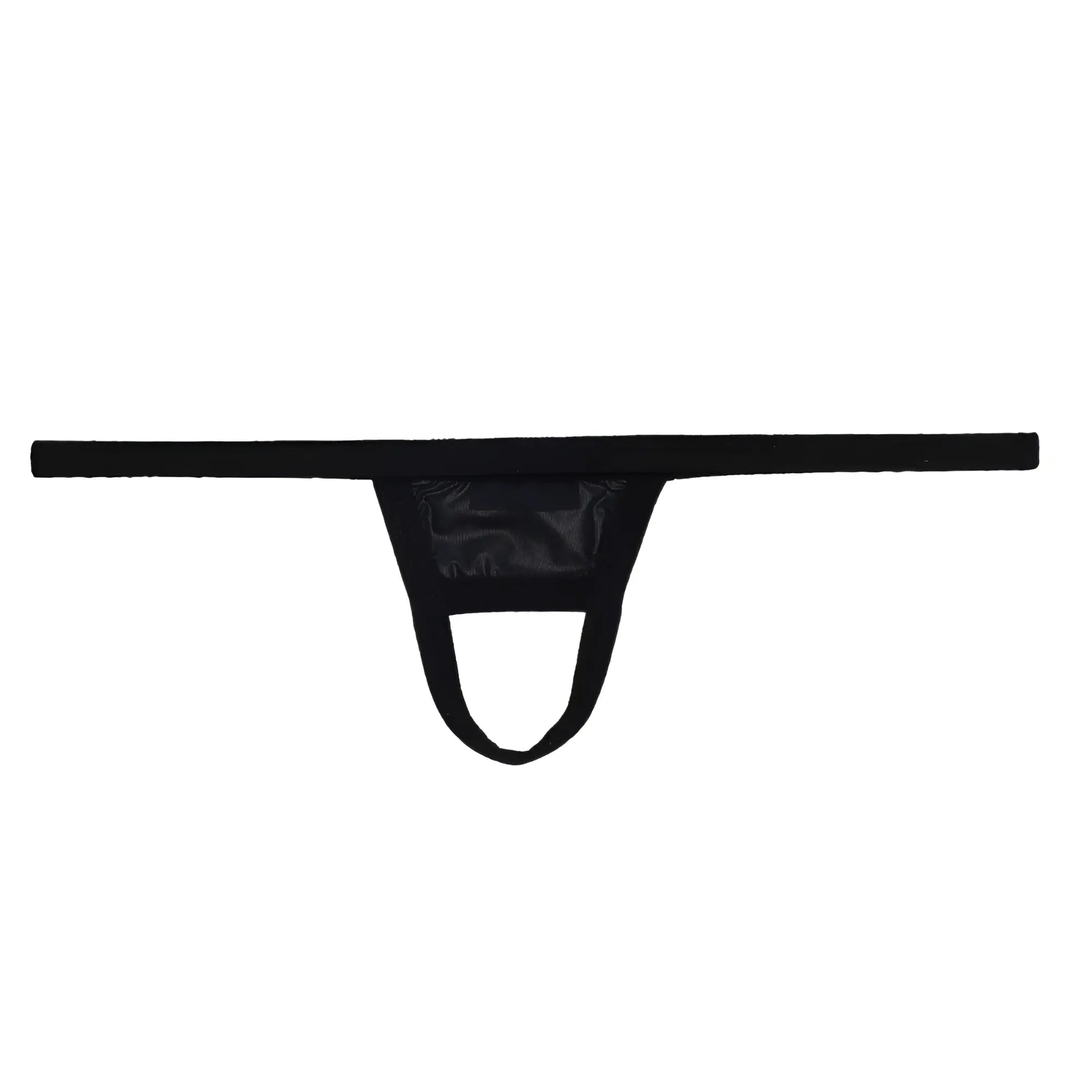Black thong u-station ball holder u0011-001 with a glossy transparent panel at the front for stylish support