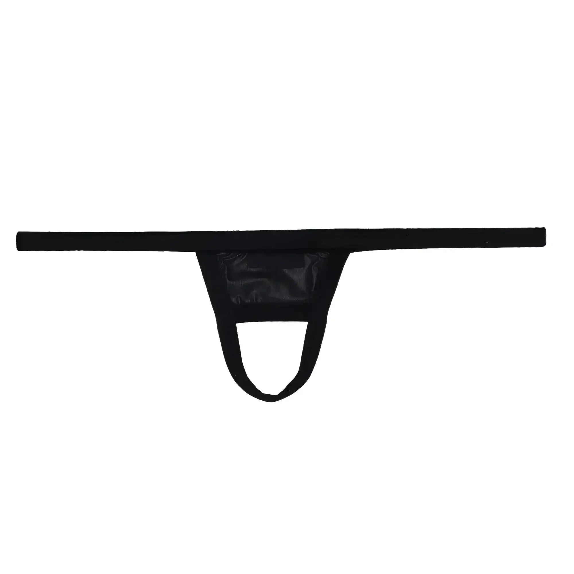 Black thong u-station ball holder u0011-001 with a glossy transparent panel at the front for stylish support