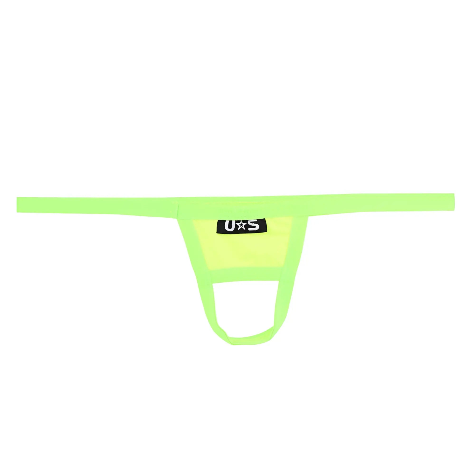 Neon green mesh thong u-station ball holder with black us logo patch in neon green u0011-300 design