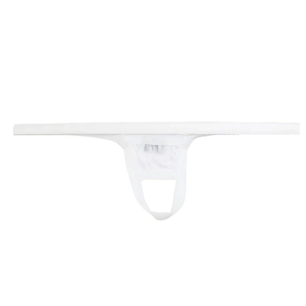 White cotton jockstrap with minimalist design u-station ball holder model u0011-100 for athletic support
