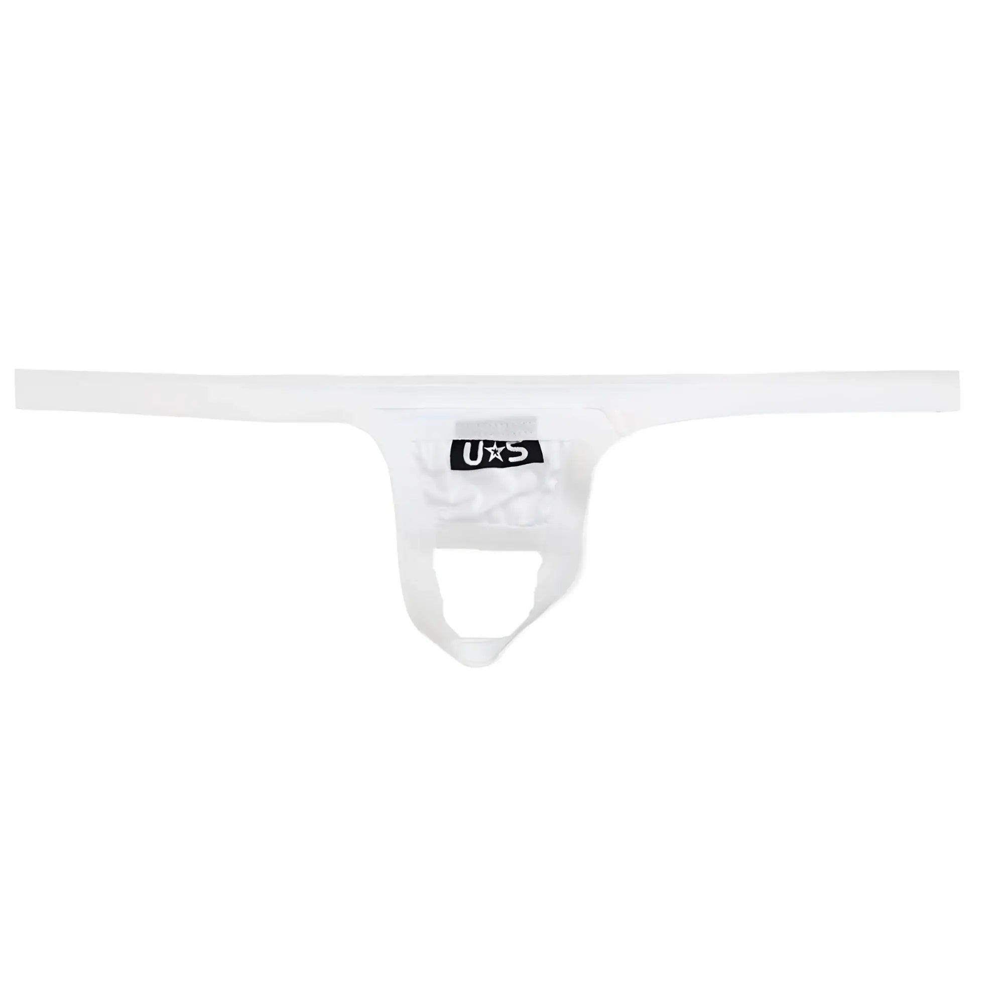 White u station ball holder thong in white made of smooth stretchy fabric with a minimalist design visible from the back