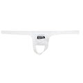 White u station ball holder thong in white made of smooth stretchy fabric with a minimalist design visible from the back