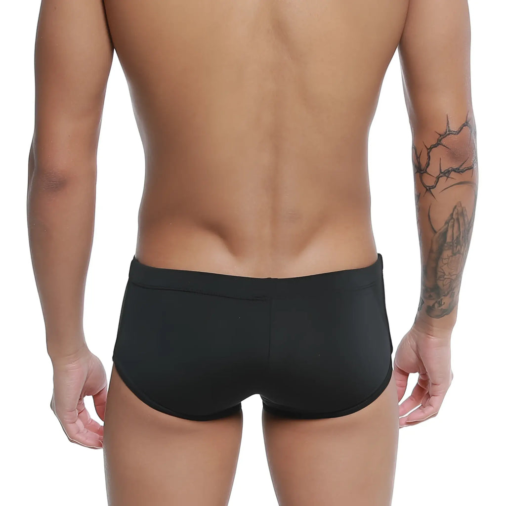 Black men’s u-station brazilian trunk black u0005-001 with smooth form-fitting swim trunks design