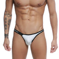 White and black thong bikini with sleek minimalist design from u-station calypso collection front view