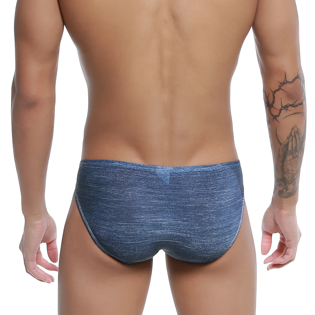 Blue shimmering textured swim trunks from u-station denim bikini u0022-462 perfect for beach and pool use