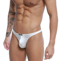 White satin-like thong bikini with black unstation brand label on waistband from u-station dream bikini u0002-100
