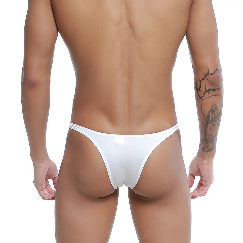 White form-fitting thong bikini made of smooth stretchy fabric u-station dream bikini white u0002-100 back side