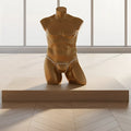 Golden metallic mannequin torso wearing a white adjustable U-Station foundation thong visible from the back side