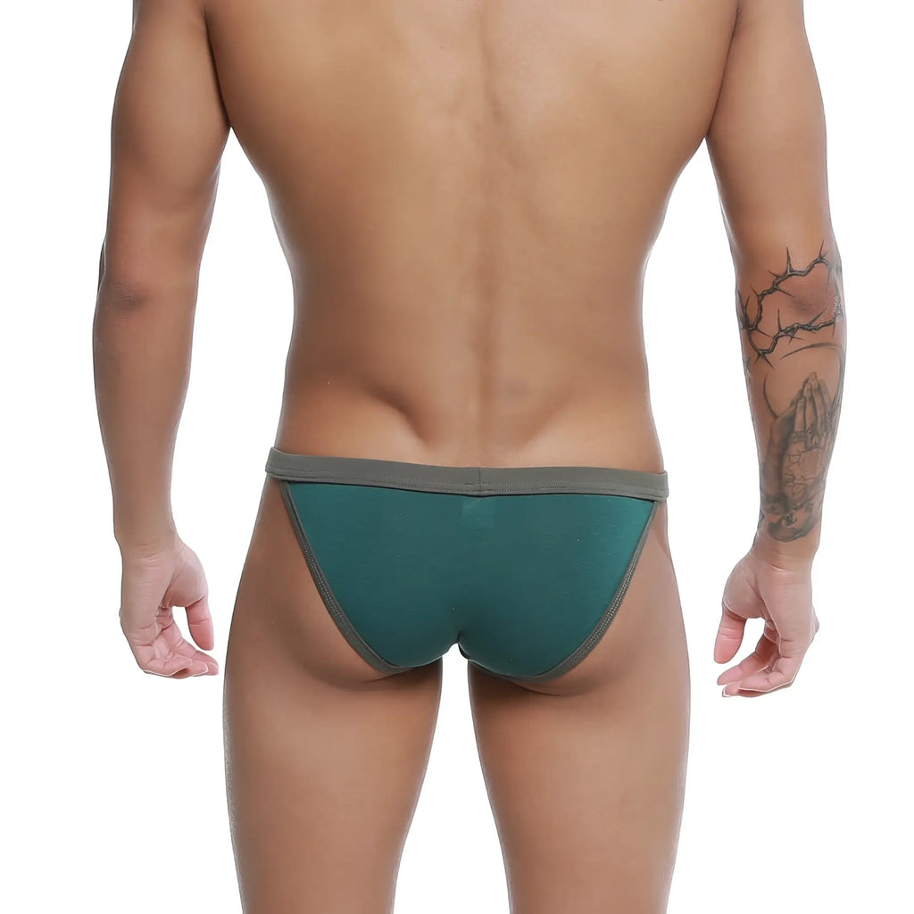 Teal u-station frisa bikini briefs with gray waistband and trim in spruce color for comfortable everyday wear