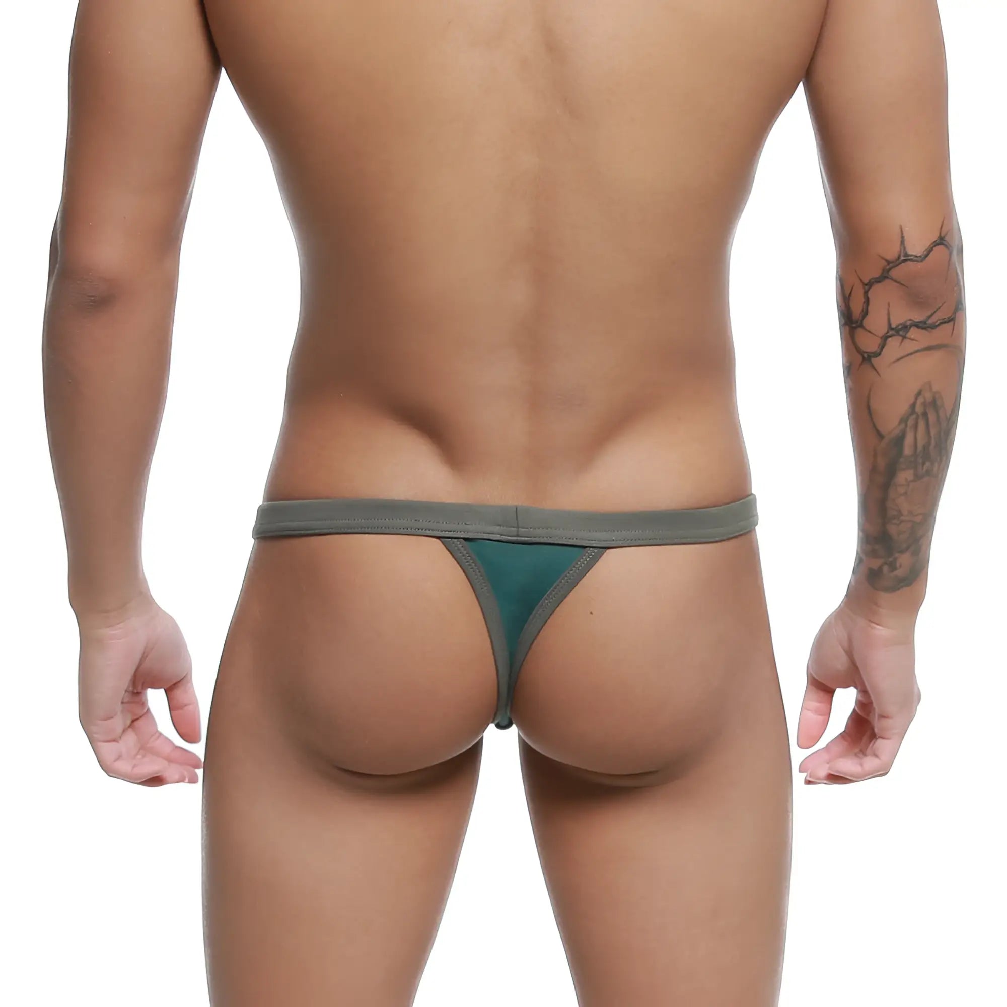 Teal and gray U-Station Frisa thong spruce U0124-309 with sleek minimalist design showing the backside of the product
