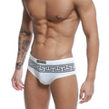 White men’s briefs u station greek bikini black u0042-111 with black greek key waistband and brand name print