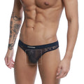 Black lace thong with blue branded waistband u-station love thong blue u0404-199 shown from the back side