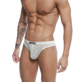 White lace thong with black uastation brand label on waistband from U-Station Love Thong ivory U0404-101 collection