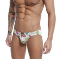 White briefs u-station macaron bikini u0022-112 with colorful pink green and brown macaron pattern