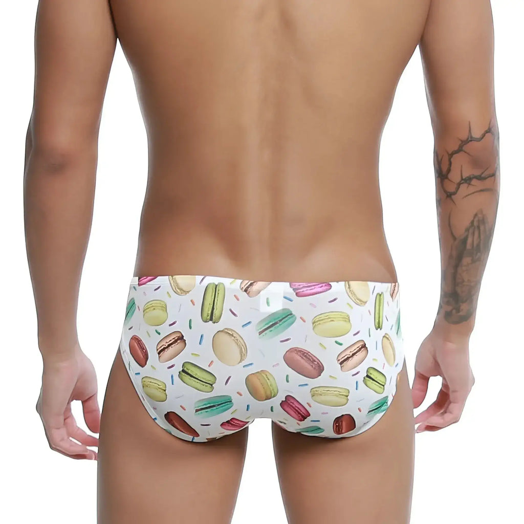White swim trunks u-station macaron bikini u0022-112 with playful colorful macaron and sprinkle pattern