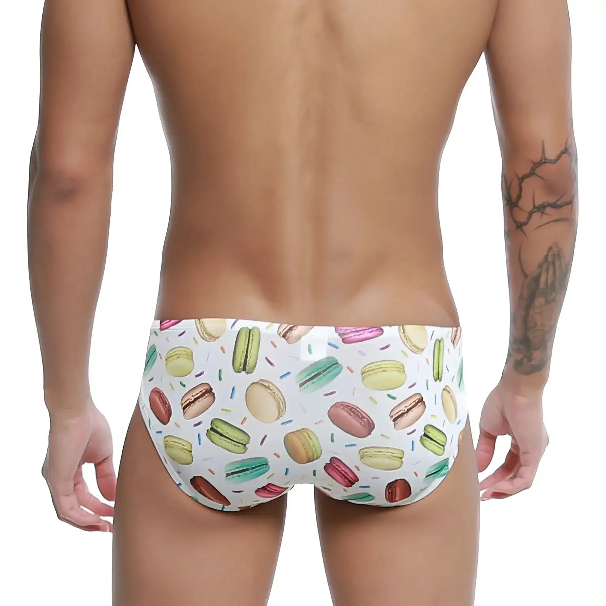 White swim trunks u-station macaron bikini u0022-112 with playful colorful macaron and sprinkle pattern