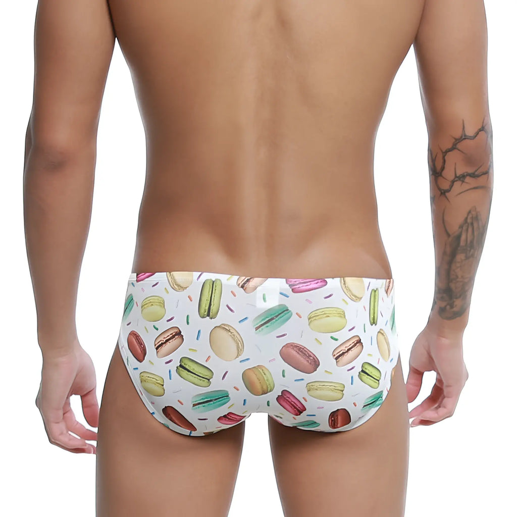 White swim trunks u-station macaron bikini u0022-112 with playful colorful macaron and sprinkle pattern