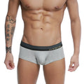 Gray heathered u-station nano boxer briefs with black elastic waistband and gold logo for comfortable everyday wear